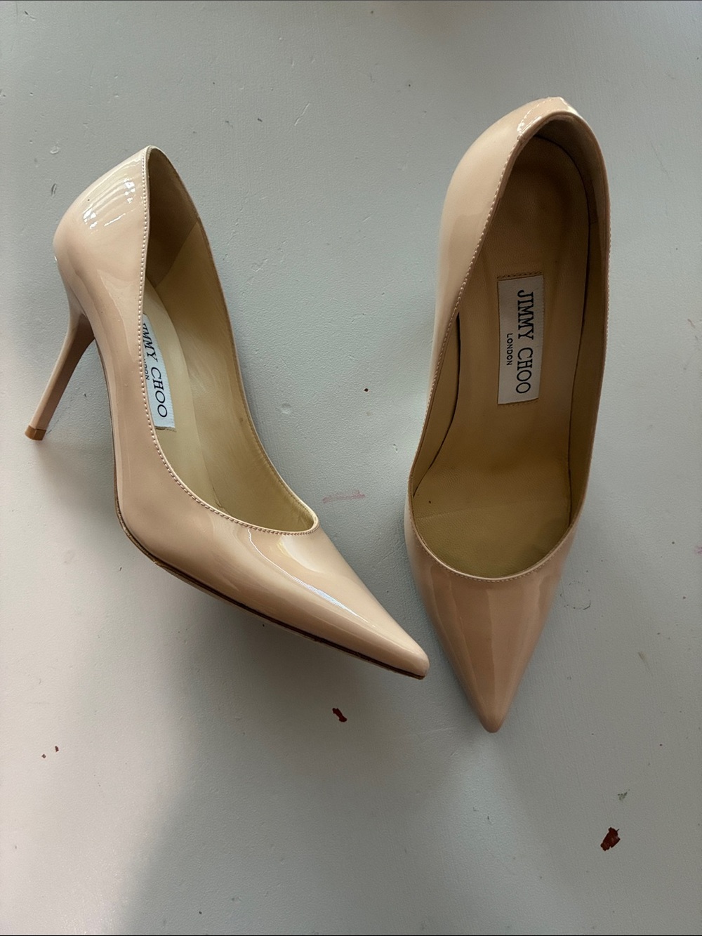 Jimmy Choo Blush Patent Leather Pointed-Toe Stilettos